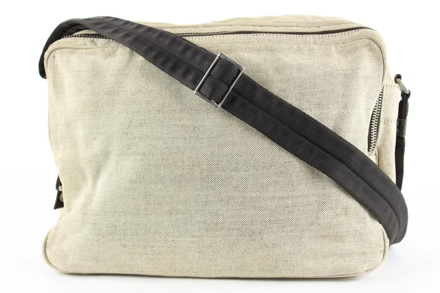 Prada Beige Messenger Crossbody Bag in Beige Canvas from Bagriculture