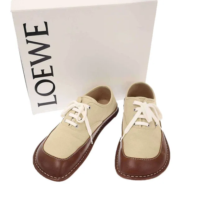 Loewe Bay Shoes Bay Lace-up Canvas Beige in Beige Canvas from The Reluxe
