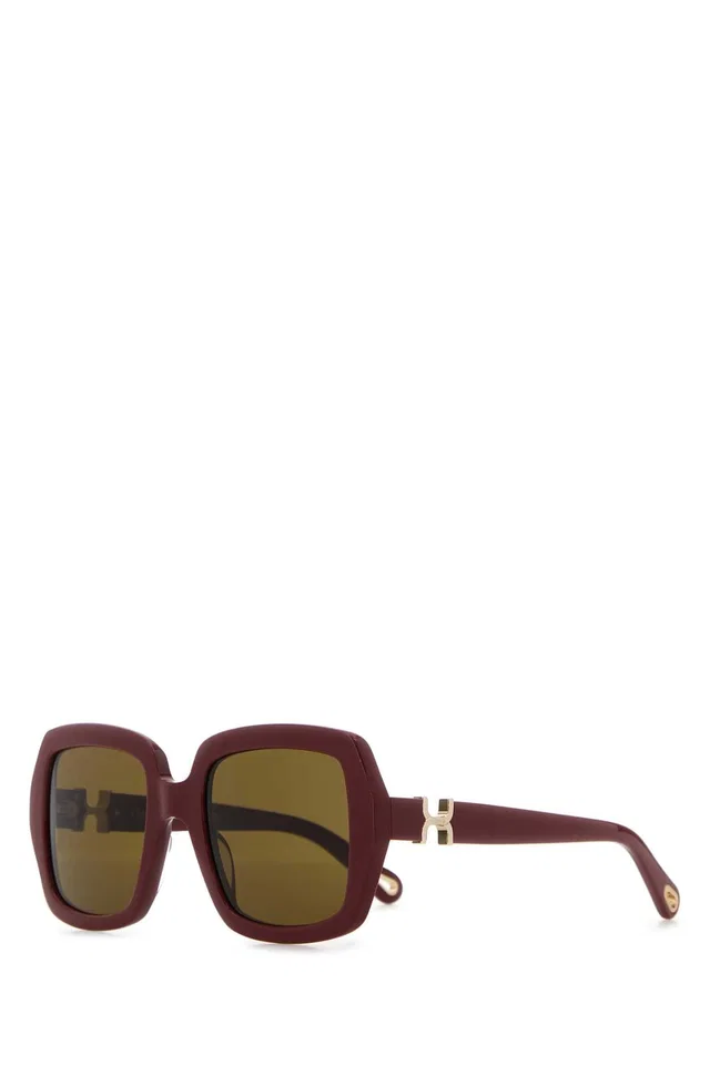Chloé Acetate Square-Frame Sunglasses — Burgundy Exterior in Burgundy from HEWI