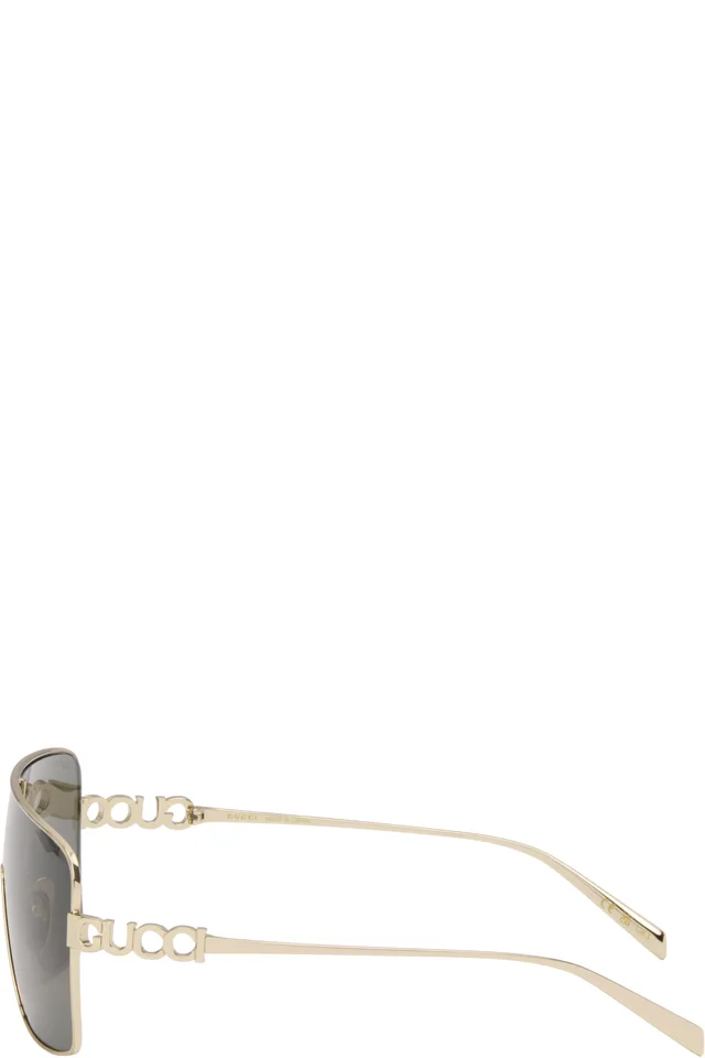 Gold 'Gucci Block' Bending Mask Sunglasses, photo 3 of 4 from SSENSE