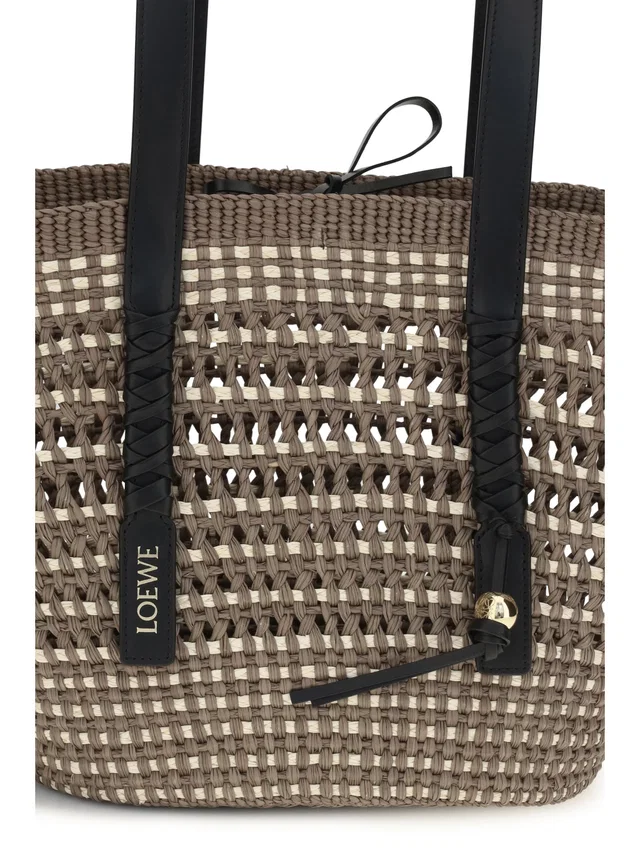 Loewe Braid Basket Shoulder Bag — Beige Straw; Other Materials in Beige Raffia from HEWI