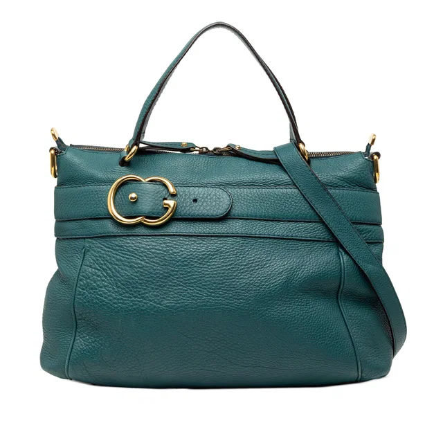 Green Gucci Medium Leather Ride Top Handle Bag Satchel in Green Leather from Designer Revival