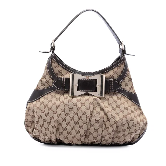 Beige Gucci Large GG Canvas Dialux Queen Hobo in Beige Canvas from Designer Revival