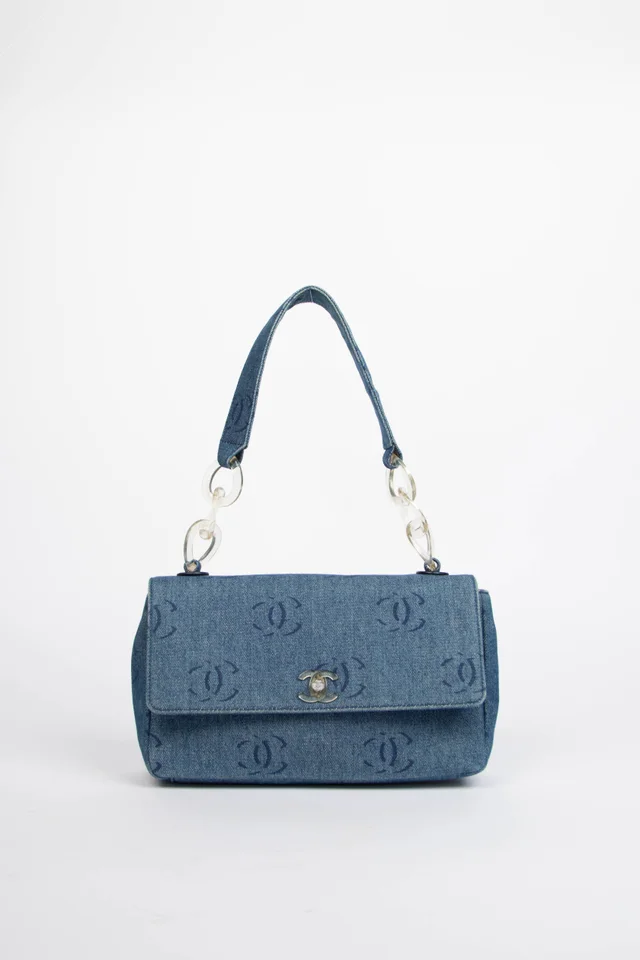 2000s Chanel Denim CC Single Flap Shoulder Bag in Denim from Break Archive