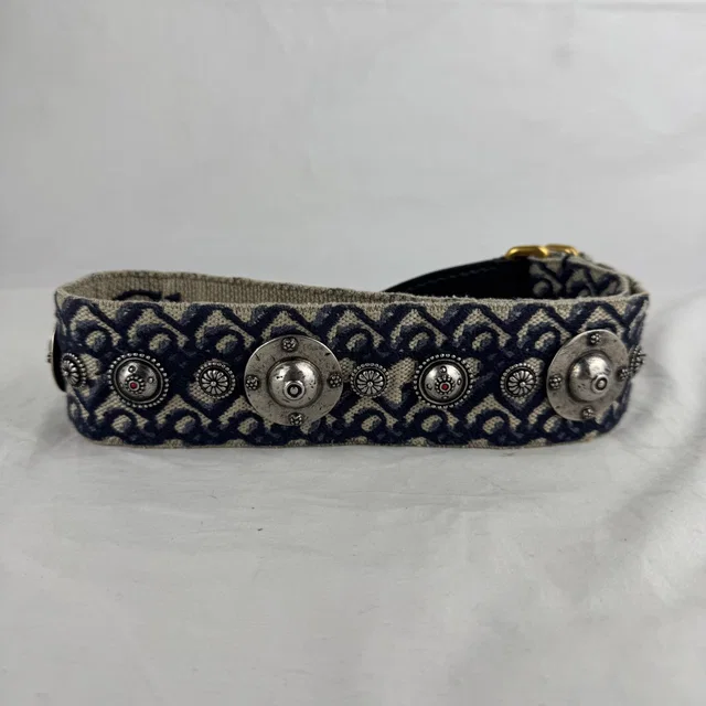 Dior Blue Studded Bohemian One Length Shoulder Strap in Blue Metal, oblique canvas from Reowned