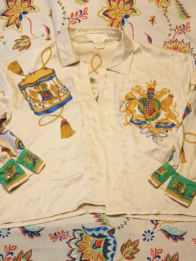 Escada Vintage Silk Top 38/Medium in white|gold Silk from Poshmark