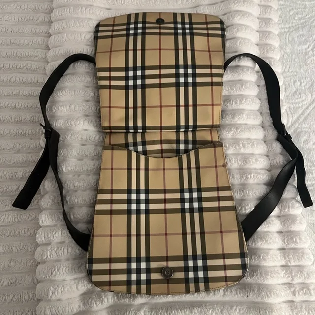 Burberry Tan Plaid Canvas Backpack With Black Straps in black|brown|neutral Canvas from Poshmark