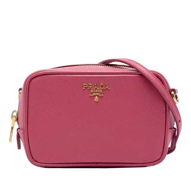 Pink Prada Mini Saffiano Lux Camera Bag in Pink Saffiano leather from Designer Revival
