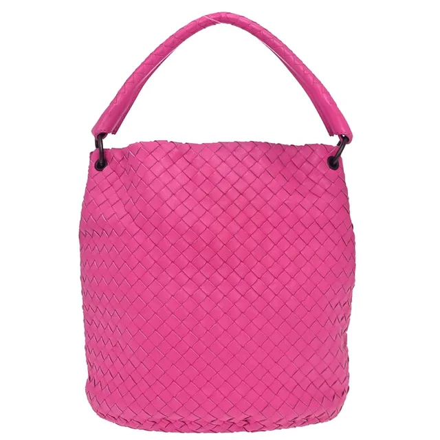 Bottega Veneta Pink Lambskin Intrecciato Handbag in Pink Lambskin from AMORE Vintage Tokyo