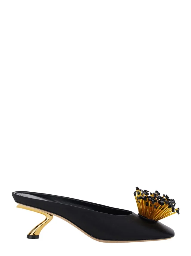 Ferragamo Black Heeled Sandals with Crystal Decoration on the Front in Fabric for Women in Black 100% Fabric from Gaudenzi Boutique, photo 1 of 1