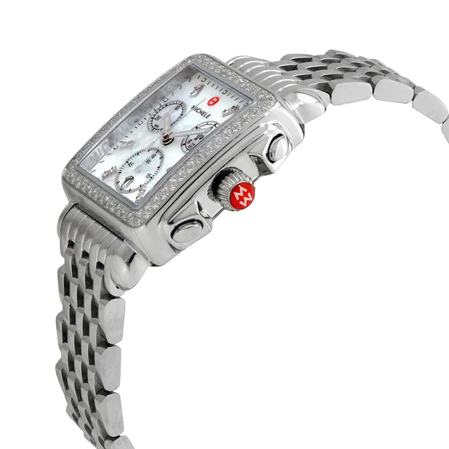 Michele Deco Chronograph Quartz Diamond White Mother of Pearl Dial Ladies Watch MWW06A000775, photo 2 of 3 from Jomashop