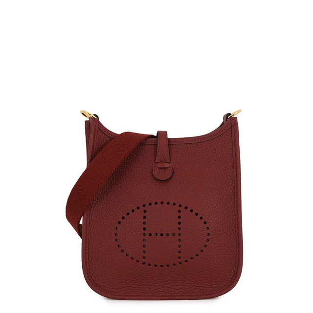 Hermès Evelyne Amazon Long Rouge H Taurillon Clemence Size TPM in Burgundy Clemence leather from GALLERY RARE