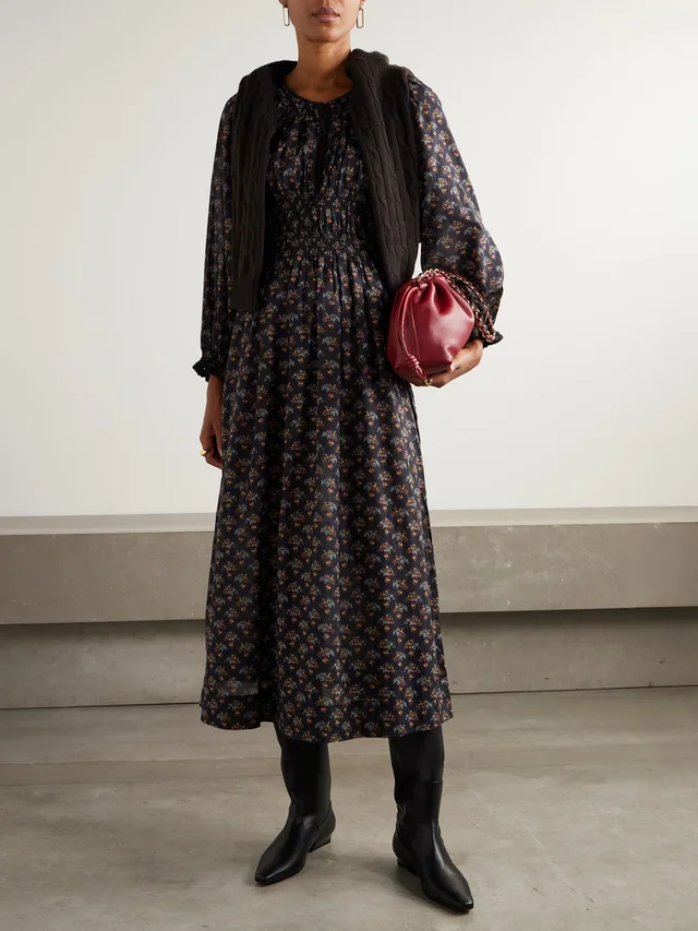 DÔEN Delfina shirred floral-print organic cotton-voile midi dress, photo 2 of 2 from NET-A-PORTER (Canada)