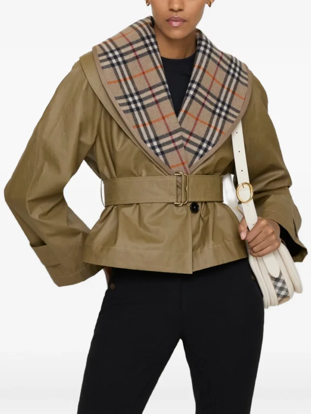 Burberry cropped cotton jacket with Check warmer, photo 2 of 2 from FARFETCH