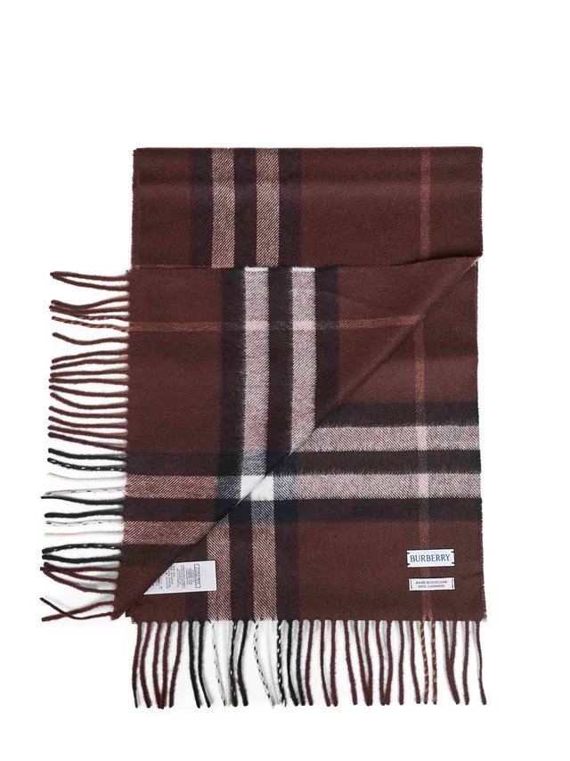 Burberry Cashmere Check Scarf — Brown Scarfs in Brown Cashmere from HEWI, photo 2 of 2