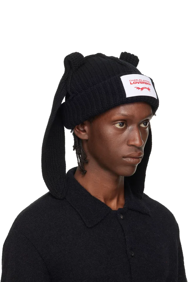 Charles Jeffrey LOVERBOY Black Chunky Rabbit Beanie, photo 2 of 3 from SSENSE