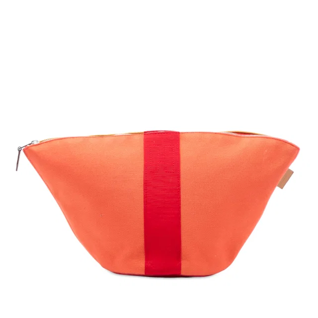 Orange Hermès Mini Toile Palmyre Pouch in Orange Canvas from Designer Revival