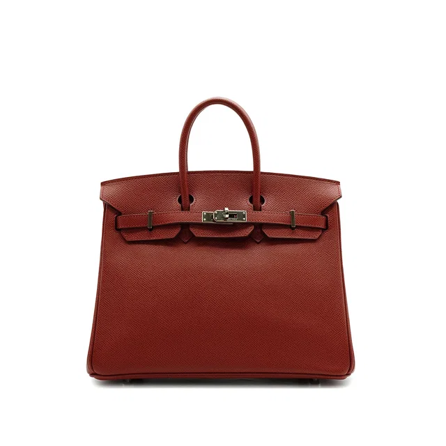 Hermès Birkin 25 Sienne Veau Epsom Hand Bag 2009 Square M Palladium Hardware in Epsom leather from Luxury Promise