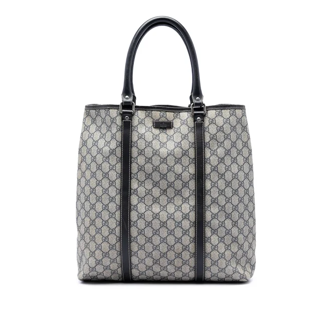 Beige Gucci GG Supreme Joy Vertical Tote in Beige Coated canvas from Designer Revival