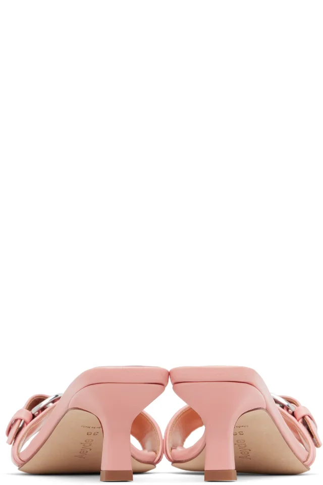 Aeyde Pink Gilly Eyelet Heeled Sandals, photo 2 of 4 from SSENSE