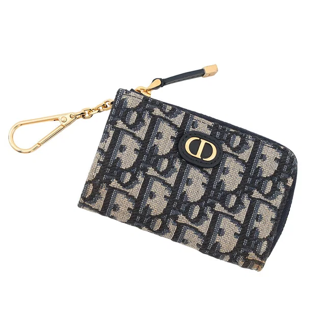 Dior 30 Montaigne Yuzu Key Case Navy/BeigeS2392UTZQ_M928 Jacquard Leather in Navy Leather from GALLERY RARE