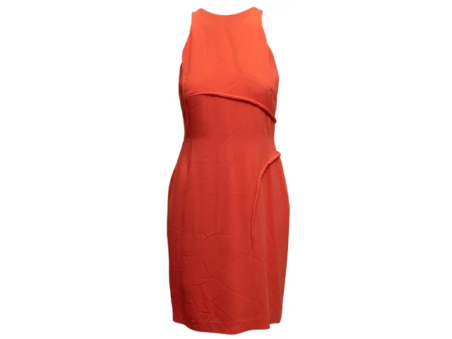 Red-Orange Versace Collection Sleeveless Sheath Dress Size IT 46 in Red from Designer Revival