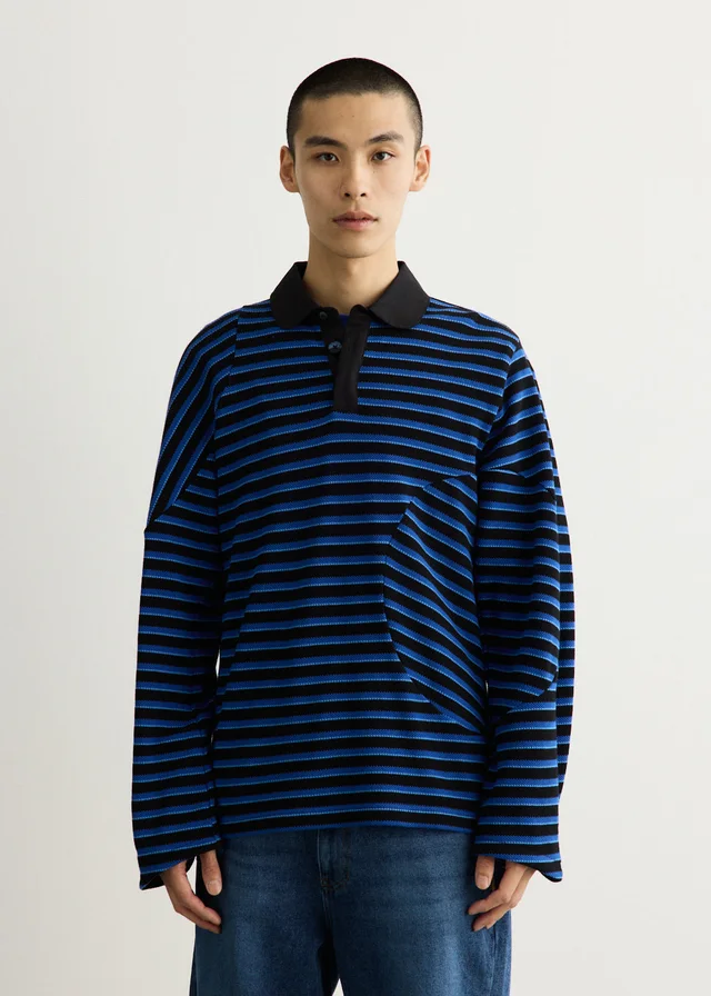 Ader Error Circular Stripe Polo in Black from Incu, photo 1 of 1