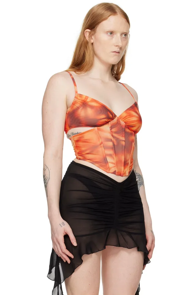 MISBHV Orange Printed Corset, photo 2 of 3 from SSENSE