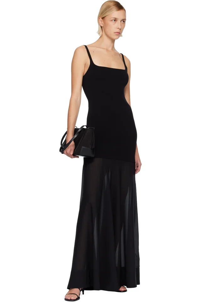 St. Agni Black Sheer Silk Circle Hem Maxi Dress, photo 4 of 4 from SSENSE