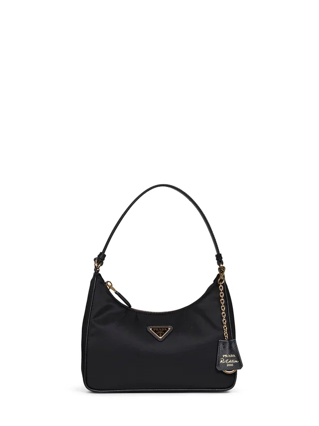 Prada Recycled Polyamide Shoulder Bag — Black in Black Saffiano leather from HEWI