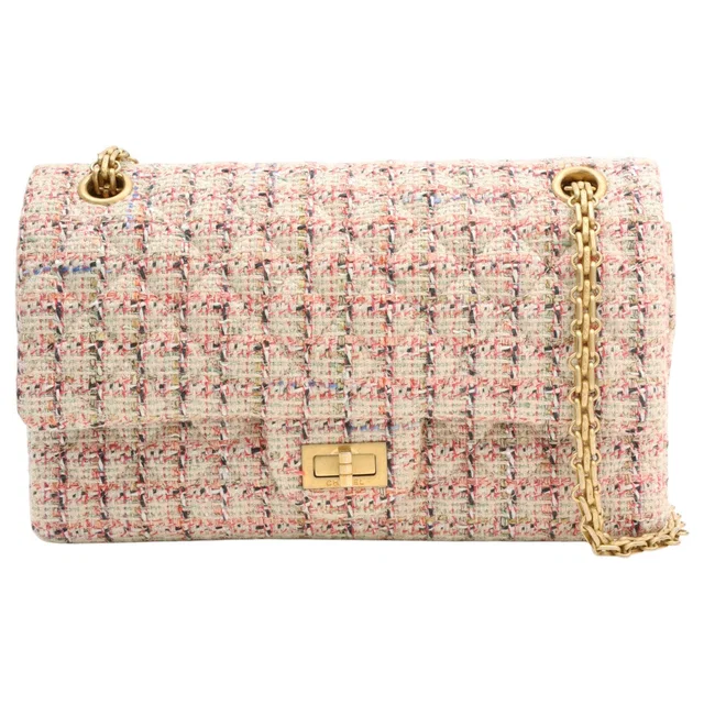 Chanel 2019年頃製 ツイード2.55チェーンショルダーバッグ ピンク/マルチ from VINTAGE QOO TOKYO