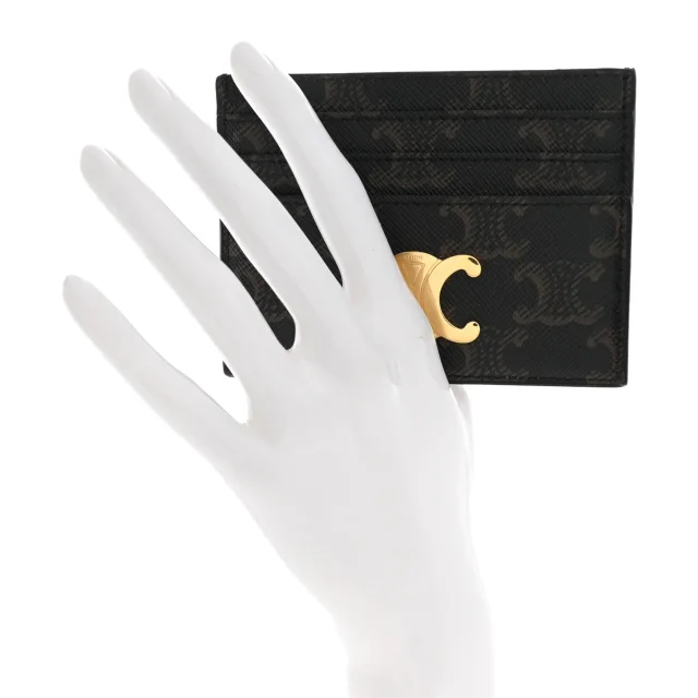 Celine Triomphe Canvas Triomphe Card Holder Tan in Brown Canvas from FASHIONPHILE, photo 2 of 8
