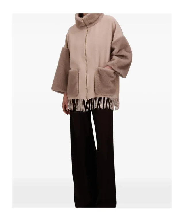 Herno WOOL CASHMERE AND MINK-EFFECT MÉLANGE PONCHO, photo 3 of 4 from SENSER