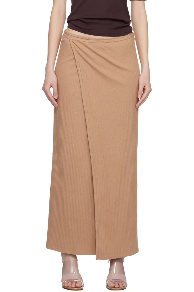 Baserange Tan Organic Cotton Fleece Brig Maxi Skirt, image 1 of 1 from SSENSE