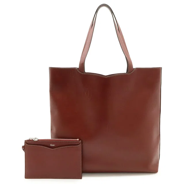 Cartier Happy Birthday CC Logo Leather Tote Bag in Leather from LuxUness