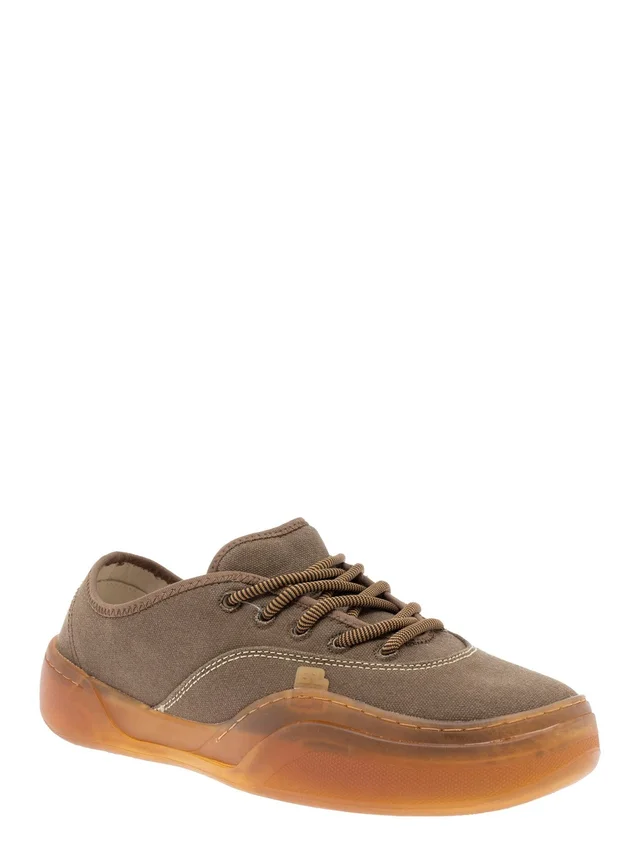 Erl 'Low Skate' Brown Low Top Sneaker with Contrast Sole in Cotton Men in Brown 100% Cotton, photo 4 of 8 from Gaudenzi Boutique