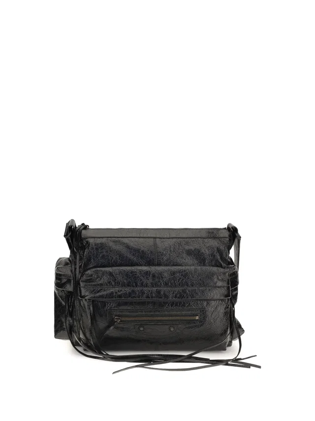 Balenciaga Le City Shoulder Bag — Black Lamb Ovis Aries in Black Lambskin from HEWI