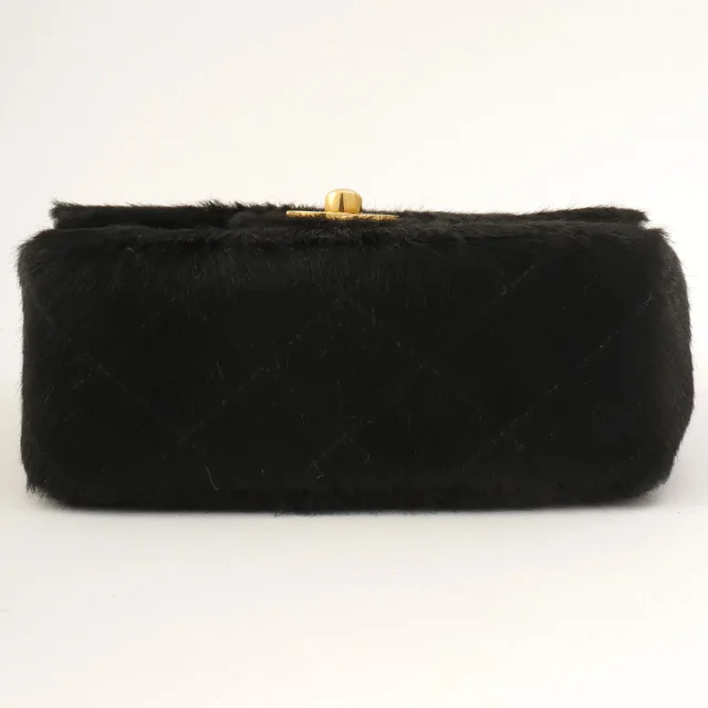 Circa 1992 Chanel CC Turnlock Mini Handbag in Black Calf Hair in Black from VINTAGE QOO TOKYO, photo 10 of 10