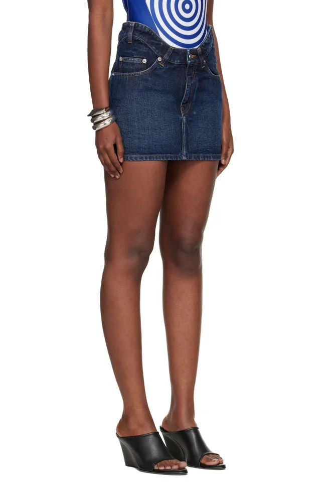 Jean Paul Gaultier Blue 'The Curved' Denim Miniskirt, photo 2 of 4 from SSENSE