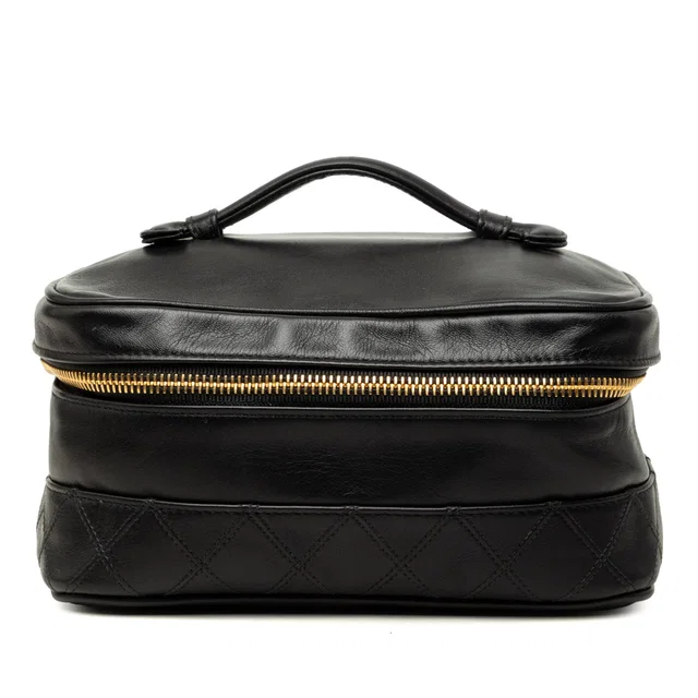 Black Chanel CC Quilted Lambskin Vanity Bag in Black Lambskin from Designer Revival