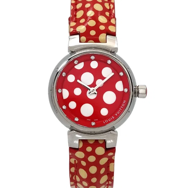 Louis Vuitton Tambour Kusama Yayoi Limited Diamond Watch Quartz in Leather from The Reluxe