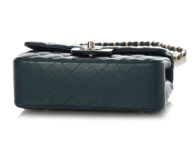 Chanel Mini Dark Blue Quilted Caviar Classic in Blue Caviar leather from Ann's Fabulous Finds, photo 7 of 10