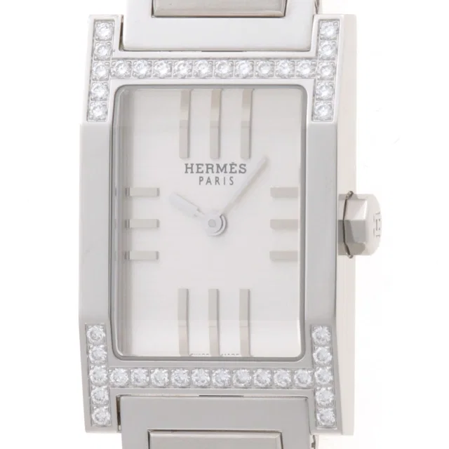 Hermès Tandem Diamond Bezel Watch Stainless Steel Silver Quartz in Silver from The Reluxe