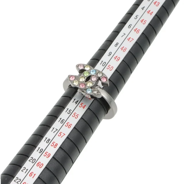 Chanel 2005 Rhinestone CC Mark Ring #53 Silver/Multi in Silver from VINTAGE QOO TOKYO, photo 5 of 5