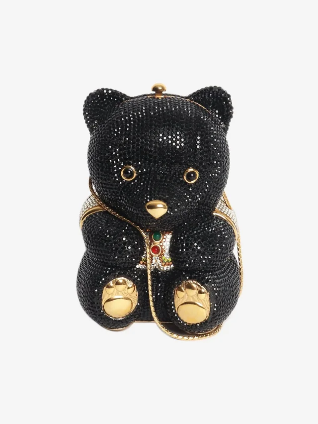 Judith Leiber Crystal-Embellished Bear Clutch in black from Grailed