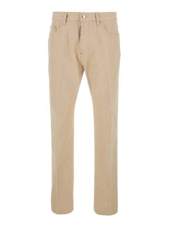 '642' Beige Jeans with Logo Patch on the Back in Denim for Men in Beige, image 1 of 1 from Gaudenzi Boutique