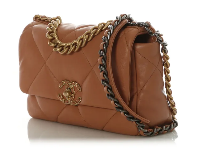Chanel Medium Brown Quilted Lambskin 19 Flap in Brown Lambskin from Ann's Fabulous Finds, photo 4 of 10
