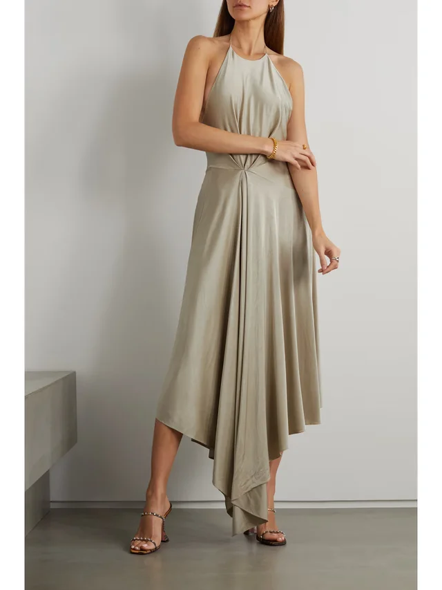ALEXANDRE VAUTHIER Open-back stretch-jersey halterneck midi dress in Beige, photo 2 of 2 from NET-A-PORTER (Canada)