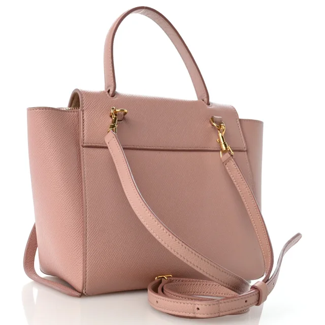 Celine Grained Calfskin Nano Belt Bag Vintage Pink in Pink Caviar leather from FASHIONPHILE, photo 3 of 13
