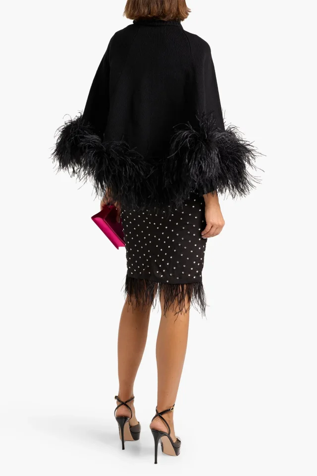 Valentino Garavani Feather-Embellished Virgin Wool Poncho, photo 3 of 4 from THE OUTNET